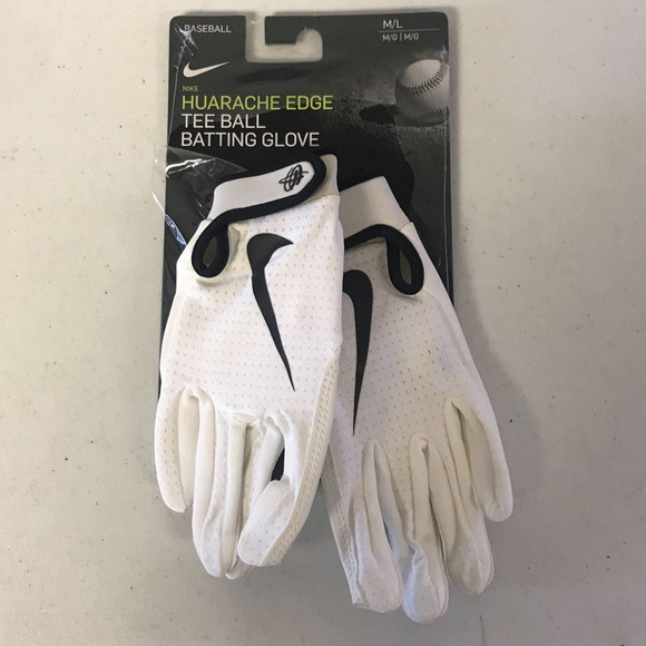 Nike Youth Unisex Huarache Edge Tee Ball Batting Glove, White, M/L - Picture 2 of 3
